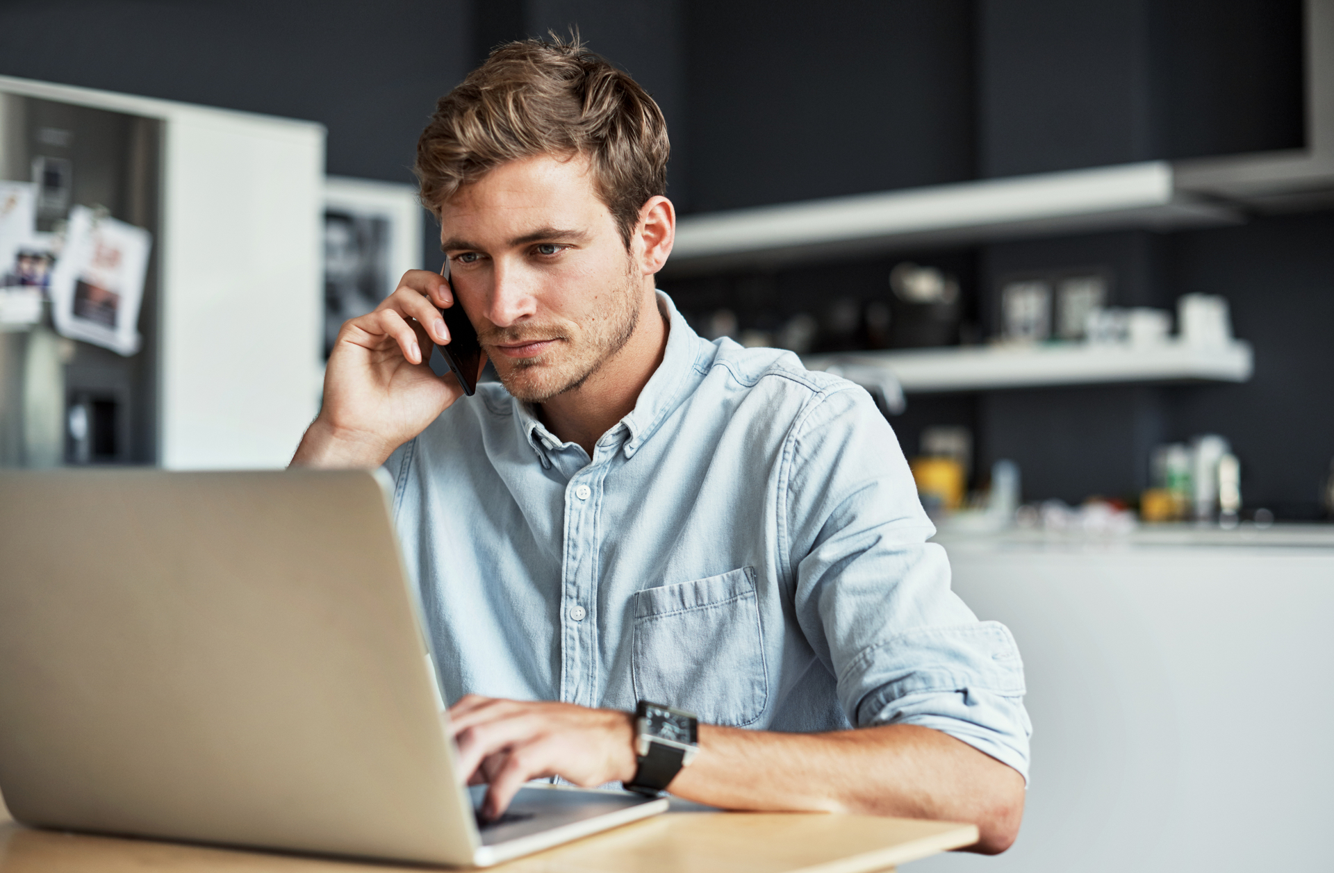 Employee working remotely from home